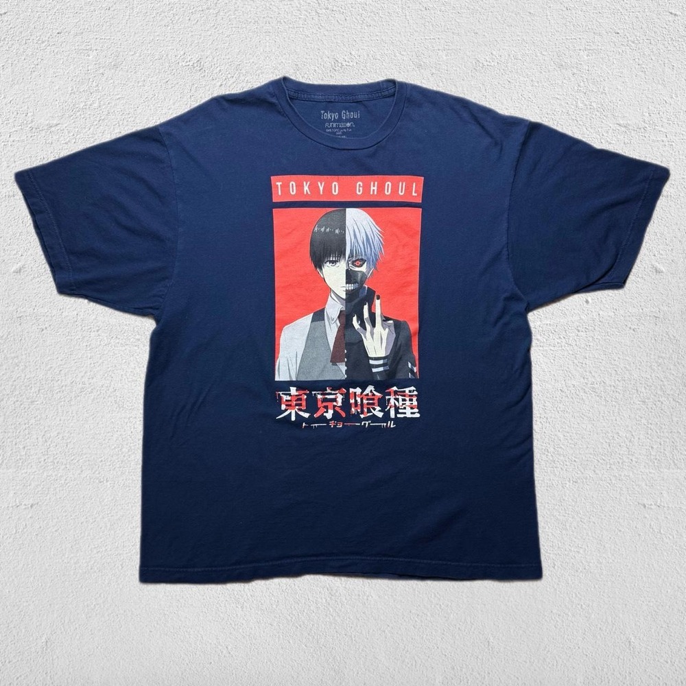 Funimation Tokyo Ghoul Ken Kaneki Graphic Tee Shirt Navy Blue XL